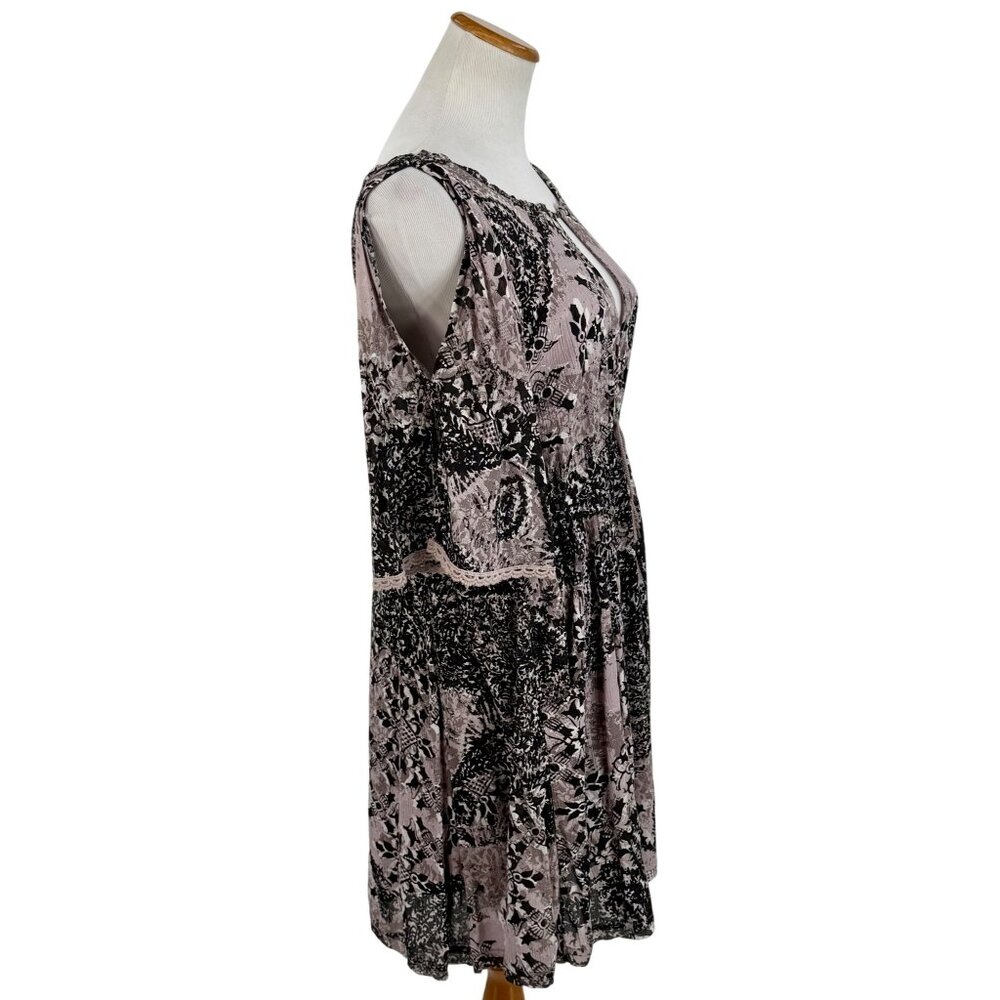 NWT Free People Crochet Lace Trim Cold Shoulder Mini Dress | Boho Coquette Fairy - Picture 11 of 16